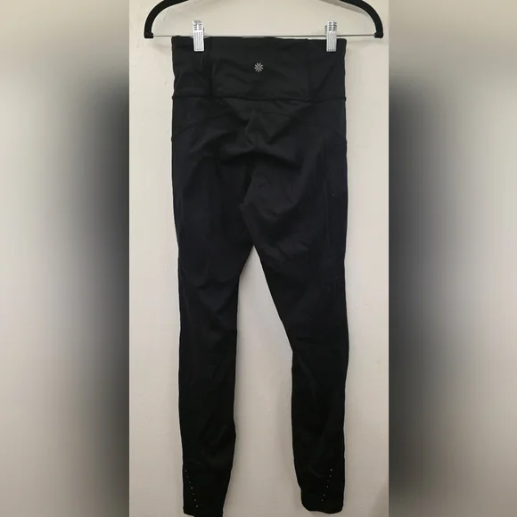 Athleta Rainier Tight XS Black Reflective Running Leggings Zip Pocket - Picture 2 of 10